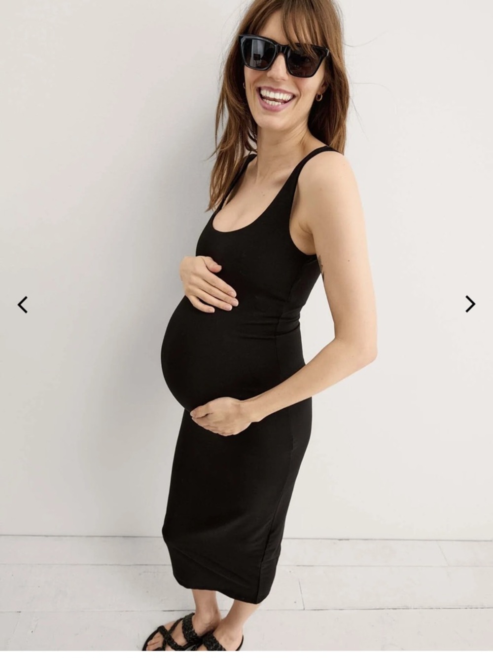 Hatch Black Maternity Tank Midi Dress Size 1